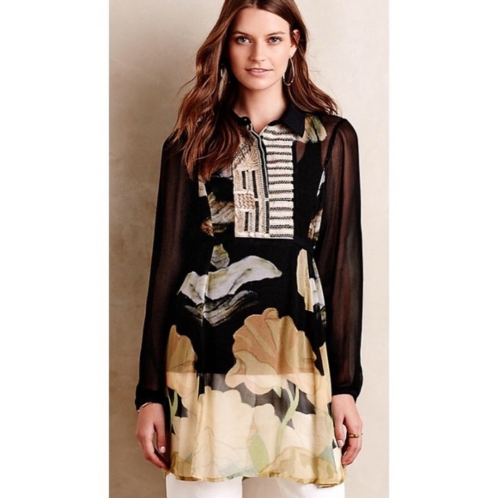 Anthropologie Vespertide Embellished Blouse - S
